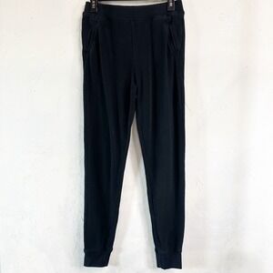 ATM Womens Cotton Rib Knit Tapered Jogger Sweatpants Black Size XS